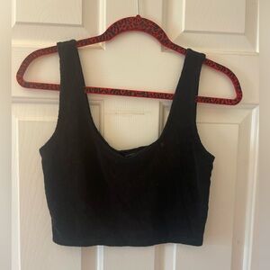 black terri cloth cropped tank top